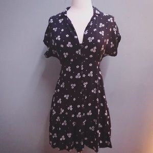 black floral button down dress urban outfitters